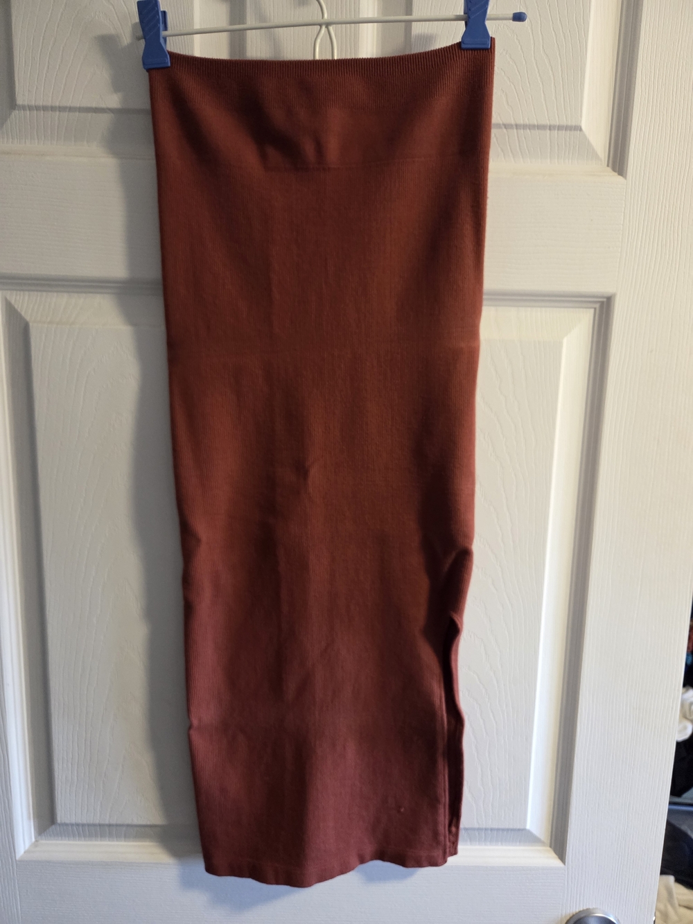 Fabletics Rust-Red Ribbed Maxi Skirt